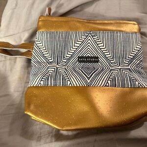 Saya Studio Gold and Black Geometric Wrist Bag